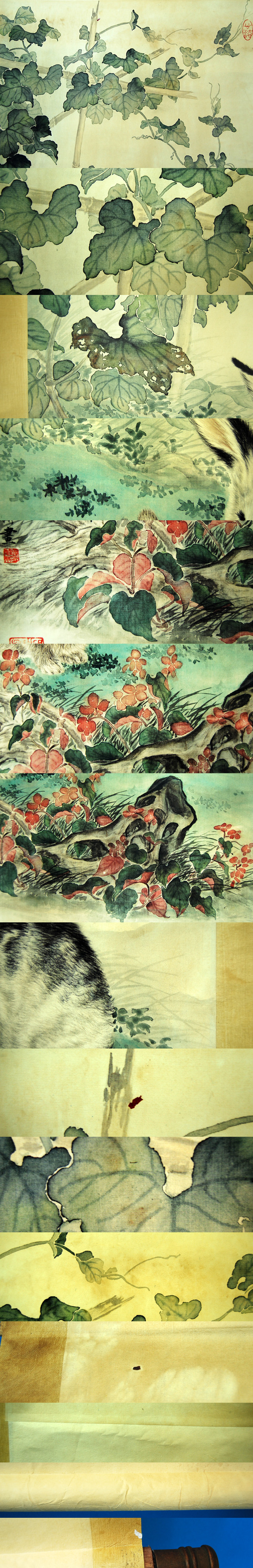 【ご注文】F20221 中国美術 銘有「双兎図」掛軸 紙本 工芸 彩色 動物画 中国名家 掛軸