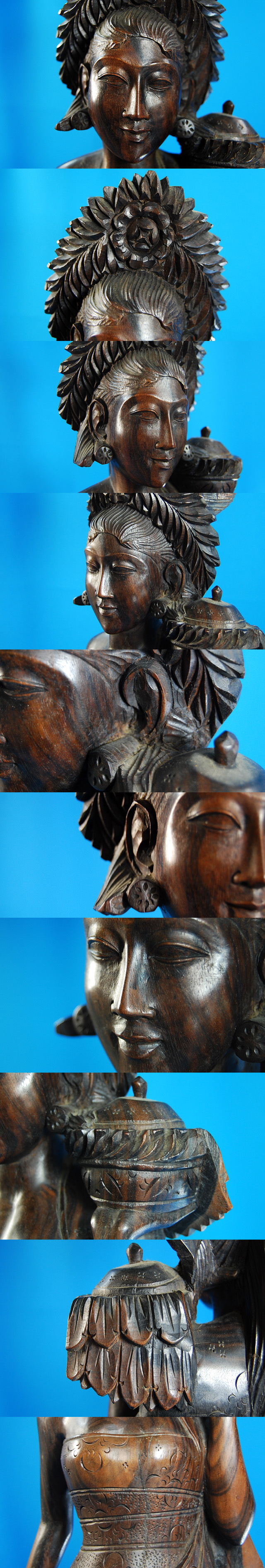 大人気爆買いJ20459 バリ アジアン 木彫女性像 置物 検：木彫 一刀彫 オブジェ エスニック 黒柿 その他